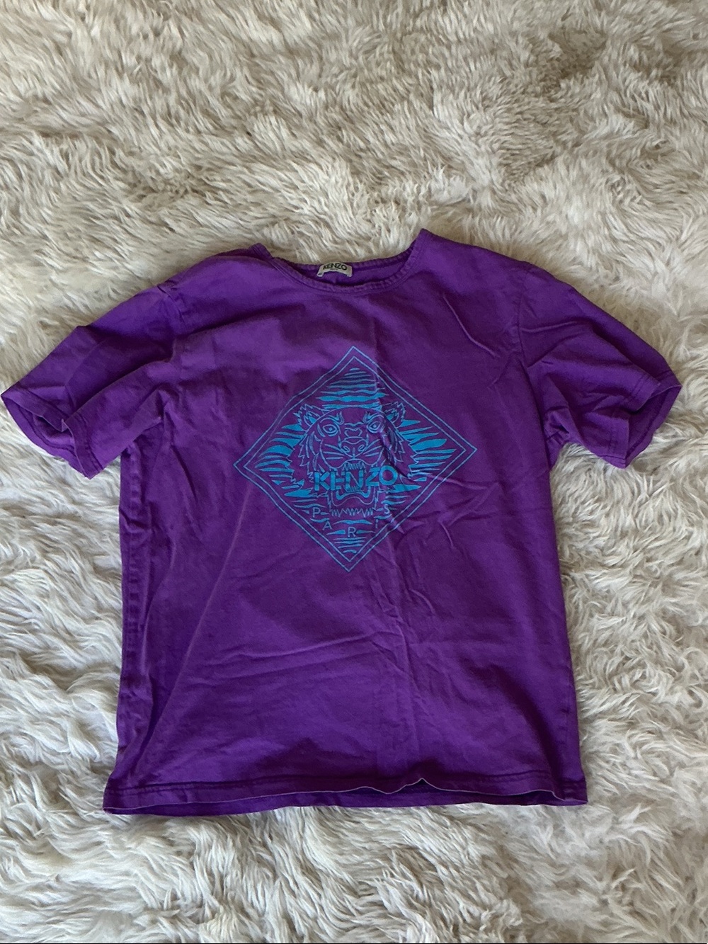Kenzo Kids Purple Tee with Blue Tiger Graphic
